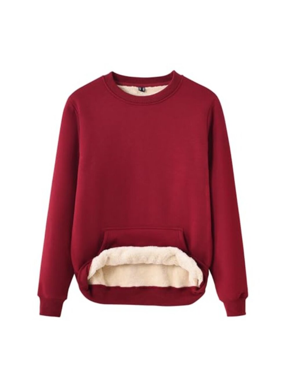 Sherpa Lined Crewneck Sweatshirt Warm Fleece Pullover Long Sleeve Winter Thermal